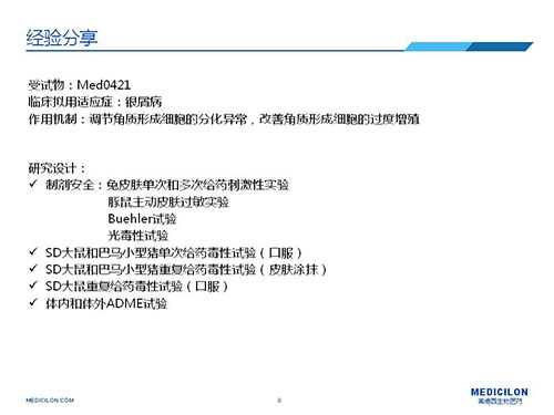巴馬小型豬經(jīng)皮涂抹給予Med0421軟膏，四周恢復、四周重復給藥毒性試驗研究