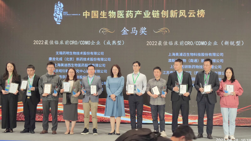 美迪西連續兩年榮登“2022中國生物醫藥產業鏈創新風云榜”，獲評“金馬獎—2022最佳臨床前CRO/CDMO企業 （成熟型）” 